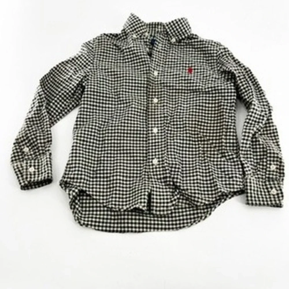 Ralph Lauren Kids Gingham Button Down Shirt Long Sleeve Red‎ Pony Logo Size 5